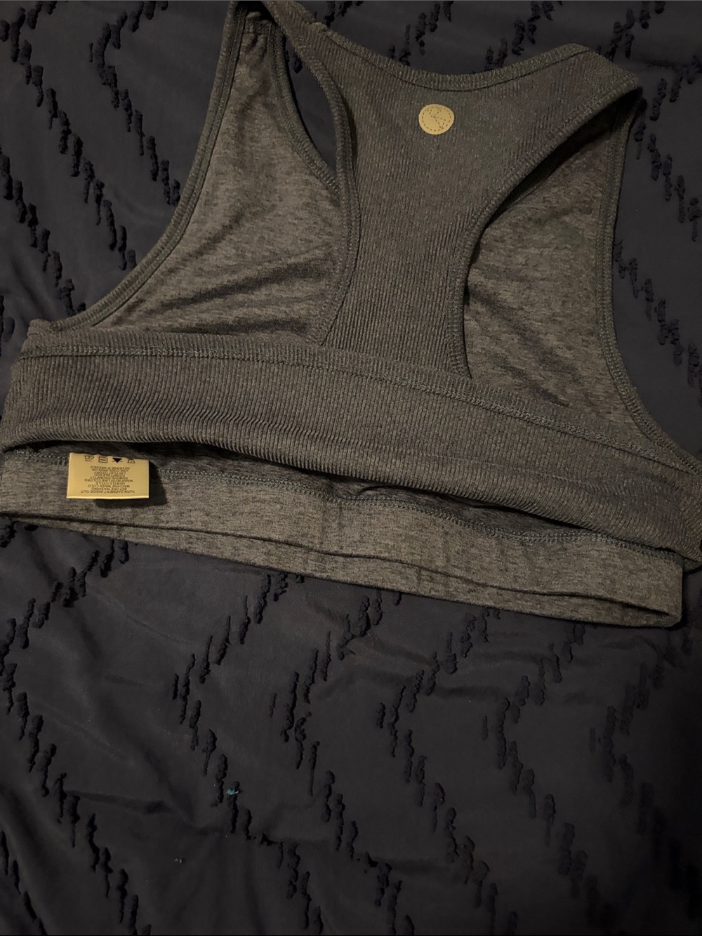Threads 4 Thought Charcoal Ribbed Racerback Crop Top - Picture 4 of 4